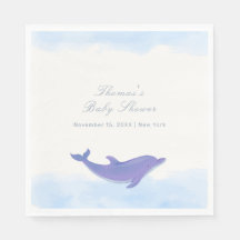 Blue Minimalist Boho Ocean Dolphin Baby shower