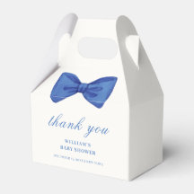 Blue Minimalist Bow Boy Baby shower Bedankt