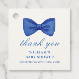 Blue Minimalist Bow Boy Baby shower Bedankt Bedankjes Labels