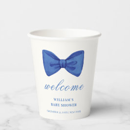 Blue Minimalist Bow Boy Baby shower Welkom Papieren Bekers