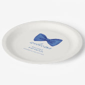 Blue Minimalist Bow Boy Baby shower Welkom Papieren Bordje (Gekanteld)