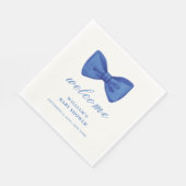 Blue Minimalist Bow Boy Baby shower Welkom Servet (Hoek)