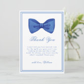 Blue Minimalist Bow Lijst Baby shower Bedankkaart (Staand voorkant)