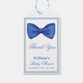 Blue Minimalist Bow Lijst Baby shower Bedankt Cadeaulabel