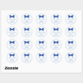 Blue Minimalist Bow Lijst Baby shower Bedankt Ronde Sticker (Vel)