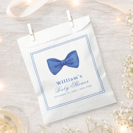 Blue Minimalist Bow Lijst Baby shower Bedankzakje (Geknipt)