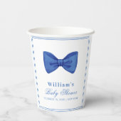 Blue Minimalist Bow Lijst Baby shower Papieren Bekers (Achterkant)