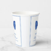 Blue Minimalist Bow Lijst Baby shower Papieren Bekers (Rechts)