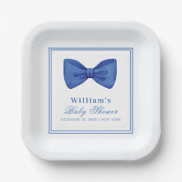 Blue Minimalist Bow Lijst Baby shower Papieren Bordje