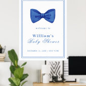 Blue Minimalist Bow Lijst Baby shower Welkom Poster (Thuiskantoor)