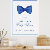 Blue Minimalist Bow Lijst Baby shower Welkom Poster (Keuken)