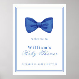 Blue Minimalist Bow Lijst Baby shower Welkom Poster