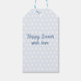 Blue Minimalist Bunny Happy Easter with Love  Cadeaulabel