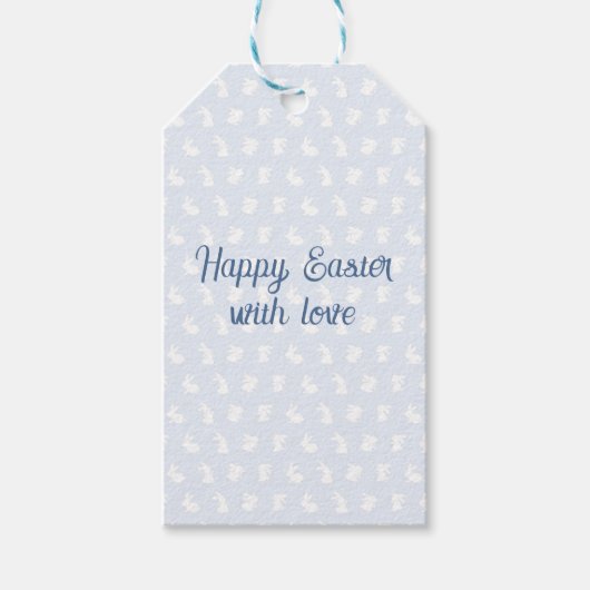 Blue Minimalist Bunny Happy Easter with Love  Cadeaulabel (Voorkant)