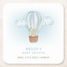 Blue Minimalist Bunny Hete Luchtballon Baby shower