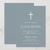 Blue Minimalist Christening Invite Save The Date (Voorkant / Achterkant)