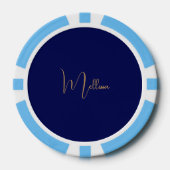 Blue minimalist custom name poker chips (Voorkant)