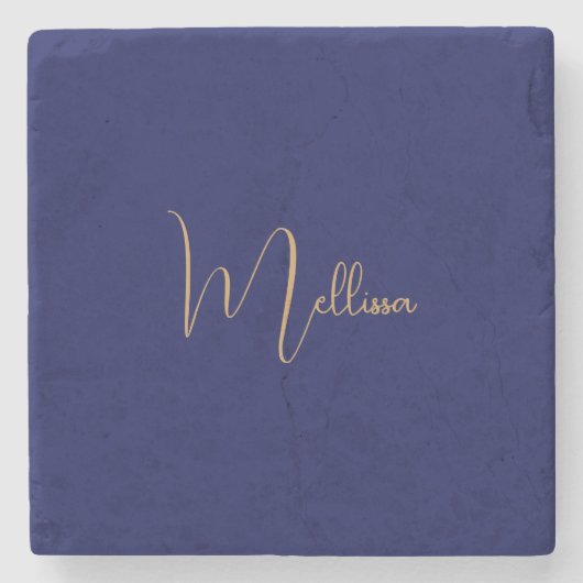 Blue minimalist custom name  stenen onderzetter (Voorkant)