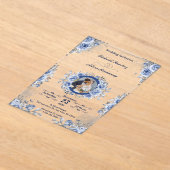 Blue Minimalist Foto acryl bruiloft uitnodigingen (Laagn)