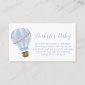 Blue Minimalist Hete Luchtballon Boeken Baby showe Informatiekaartje (Voorkant)