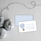 Blue Minimalist Hete Luchtballon Boeken Baby showe Informatiekaartje
