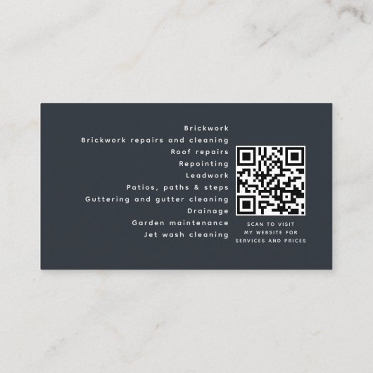 Blue Minimalist Home Building Construction QR-code Visitekaartje (Achterkant)