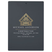 Blue Minimalist Home Building Contractor Klembord (Achterkant)