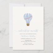 Blue Minimalist Hot Air Balloon Boy Baby shower Kaart (Voorkant)