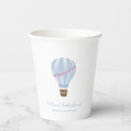 Blue Minimalist Hot Air Balloon Boy Baby shower Papieren Bekers