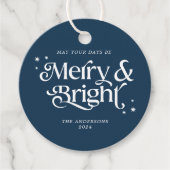 Blue Minimalist Merry & Bright Christmas Bedankjes Labels (Voorkant)