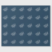 Blue Minimalist Merry & Bright Christmas Cadeaupapier (Vlak)