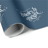 Blue Minimalist Merry & Bright Christmas Cadeaupapier (Rol Hoek)
