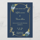 Blue minimalist Muslim wedding invitation Editable Kaart (Voorkant)