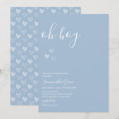 Blue Minimalist Oh Boy Baby shower Kaart (Voorkant / Achterkant)