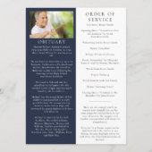 Blue Minimalist Photo Memorial Service Program Kaart (Achterkant)