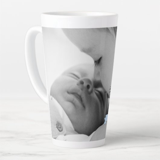 Blue Minimalist Photo Moederdag Latte Mok (Linkerhoek)