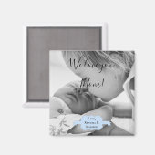 Blue-minimalist Photo Moederdag Magnet (Voorkant / Achterkant)