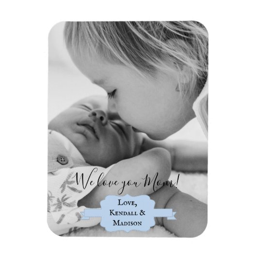 Blue-minimalist Photo Moederdag Magnet Magneet (Verticaal)