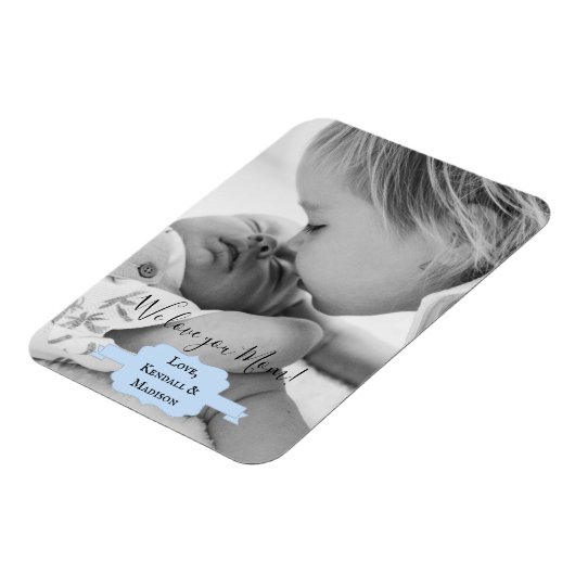 Blue-minimalist Photo Moederdag Magnet Magneet (Linkerzijde)