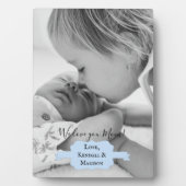 Blue Minimalist Photo Moederdag Plaque Fotoplaat (voorkant)