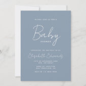 Blue Minimalist Photo QR Code Baby shower Kaart (Voorkant)