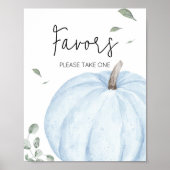 Blue Minimalist Pumpkin Baby shower Favors Poster (Voorkant)