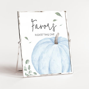 Blue Minimalist Pumpkin Baby shower Favors Poster