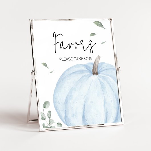 Blue Minimalist Pumpkin Baby shower Favors Poster