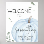 Blue Minimalist Pumpkin Baby shower Welkom Poster (Voorkant)