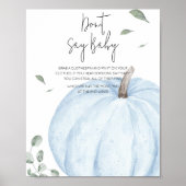 Blue Minimalist Pumpkin Baby shower Zeg geen Baby Poster (Voorkant)