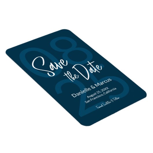 Blue Minimalist Save the Date Typography Magneet (Rechterzijde)