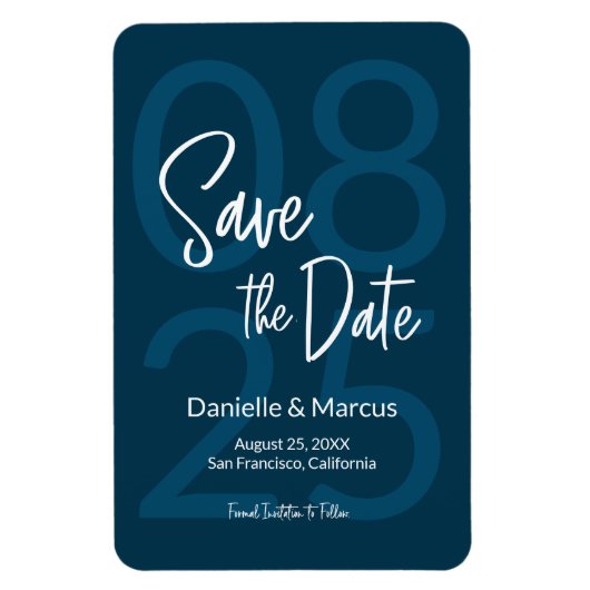 Blue Minimalist Save the Date Typography Magneet (Verticaal)
