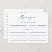 Blue Minimalist Script Vrijgezellenfeest Recipe Ka Briefkaart (Voorkant / Achterkant)