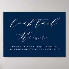 Blue-minimalist Script Wedding Cocktail Hour Poster